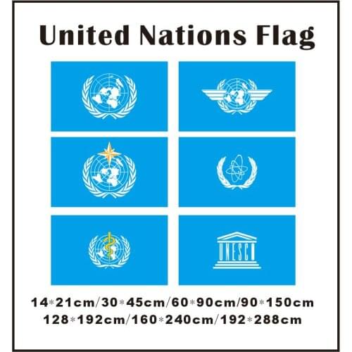 KAFNIK,custom United Nations and sub-organizations flag UN flag 14*21cm/90*150cm(3*5ft) for home decoration,free shipping