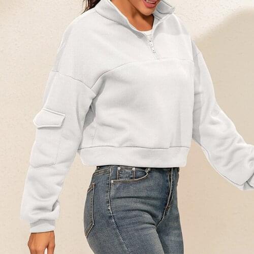 Women Solid White Turtlen neck Long Sleeves Hoody Autumn For 2021 Lady Short Casual Patchwork All Match Simple Basic Hoodies