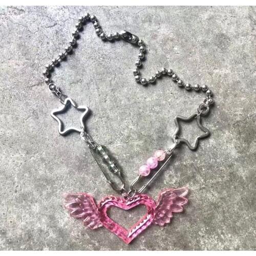 Heart Gothic Pin Friends Star Vintage Big Womens Neck Chain Jewelry Choker Necklace for Women Kpop Pendant Punk Fashion
