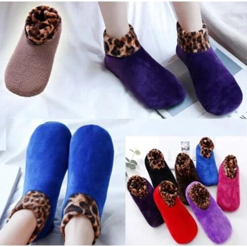 Womens Winter Warm Leopard Bed Non Slip Home Indoor non-slip thermal socks decoration noel new year kerst natal navidad 2021