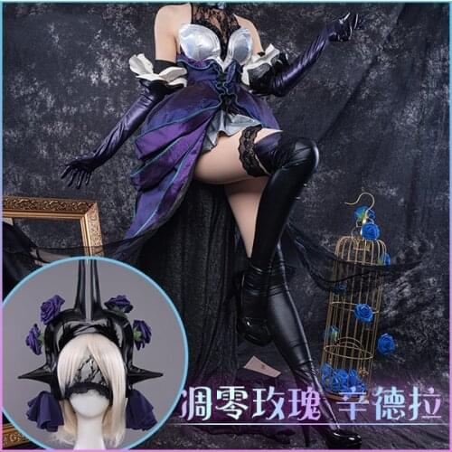 Anime Game LOL Dark Sovereign Syndra Valentines Day Rose Dress Party Uniform Cosplay Costume Halloween Women Free Shipping 2021