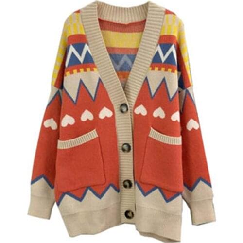 New Spring Autumn Womens Cardigans Vintage Casual Female Knitted Sweaters Patchwork Trendy Lady Knit Coats Striped Outerwear