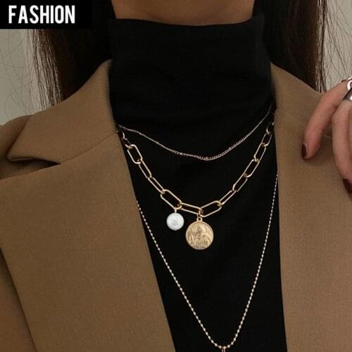San Benito Saint Benedict Medal Natural Shell Pearl Necklace For Women Chunky Chain Stainless Steel Heavy Duty Chain Choker