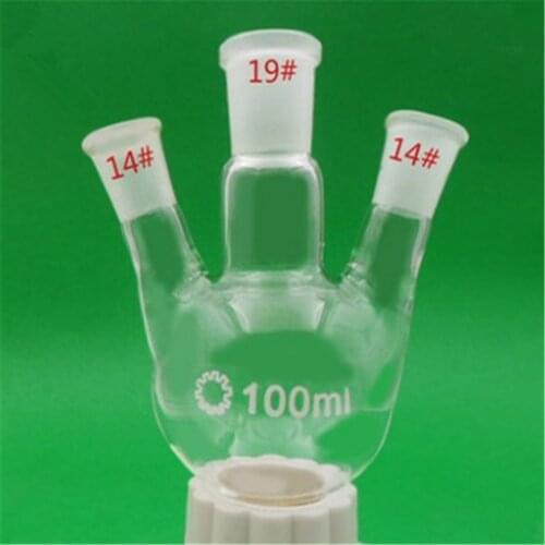 100ml,19/26+14/23*2,3-neck,Round bottom Glass flask,Lab Boiling Flasks,three neck laboratory glassware