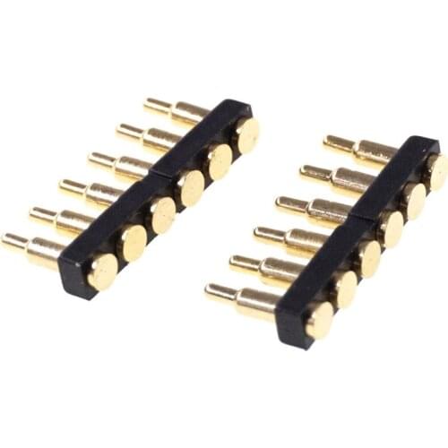 100 Pcs SMD Pogo Pin Connector 6 Pole Single Row Pogopin Battery Spring Loaded Contact SMT 7.0mm Height 2.54mm Pitch Power