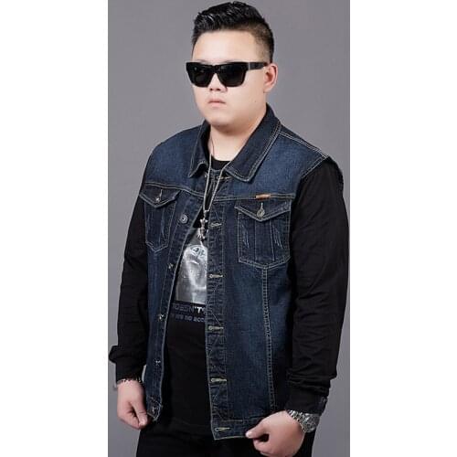 2020 Plus Size 8XL 7XL 6XL Men Denim Vests Mens Sleeveless Cowboy Jackets Male Vintage Retro Casual Vest Chubby Man Waistcoat