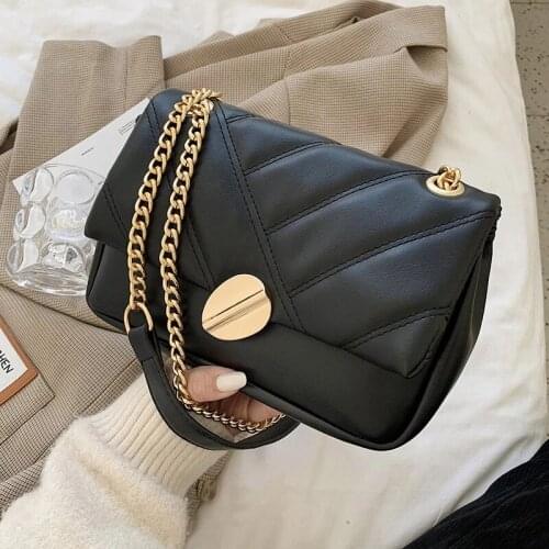2021 High Quality Chain PU Leather Small Crossbody Bags For Women Ladies Designer Handbags Shoulder Simple Bag Womens Hand Bag