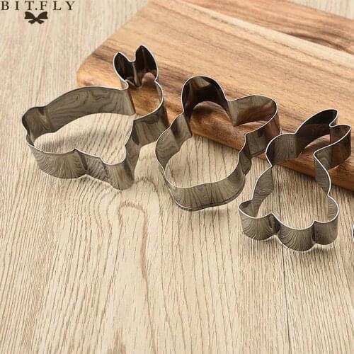 4Pcs/Set Easter Rabbit Cookie Cutter Biscuit Press Stamp Embosser Sugar Pastry Cake DIY Baking Mould Bakeware Kitchen Utensils