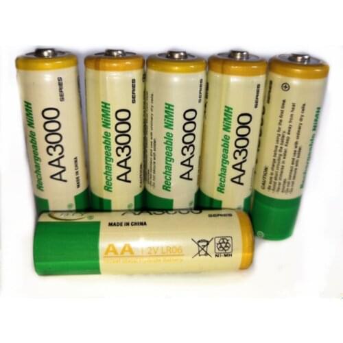 6pcs/lot Large capacity 3000mAh 1.2V AA rechargeable battery for childrens toys AA NiMH rechargeable battery
