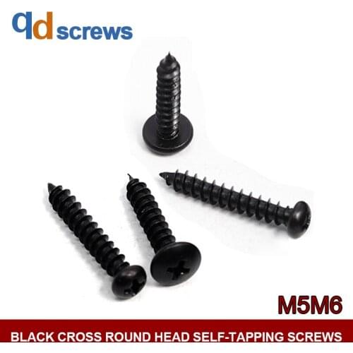 8.8 M5M6 Black Cross Phillips Round Head Self-attack Self-tapping Screws GB845-76 DIN7981 ISO 7049