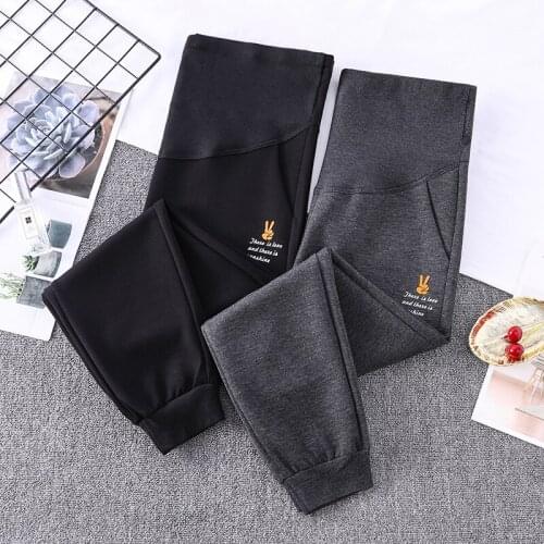 8505# Maternity Pants Spring Autumn Casual Pants Loose Comfy Belly Support Pants Elastic Waist Maternity Trousers
