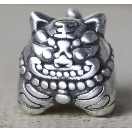 925 Luxury Fine Beads For Jewelry Making Sterling Silver DIY Vintage Animal Amulet Tiger Beaded Accessories Diameter 3mm Spacer