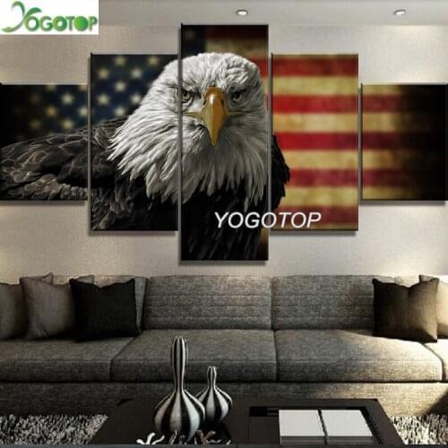 Diy Diamond Painting 5D Full Drill Mosaic Diamant Embroidery rhinestone Wall Art handicrafts 5 Pieces American Eagle Flag ML1149