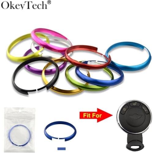Okeytech 3 Buttons Car Key Shell Colorful Circle Ring For BMW Mini Cooper Remote Control Case Cover Fob Aluminum Metal With Gap