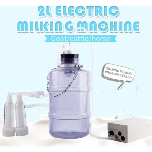 Electric Milking Machine for Cow Goat 2L Plastic Milker with 24W Electric Motor PVC Bucket Sheep cattle Milking Machine