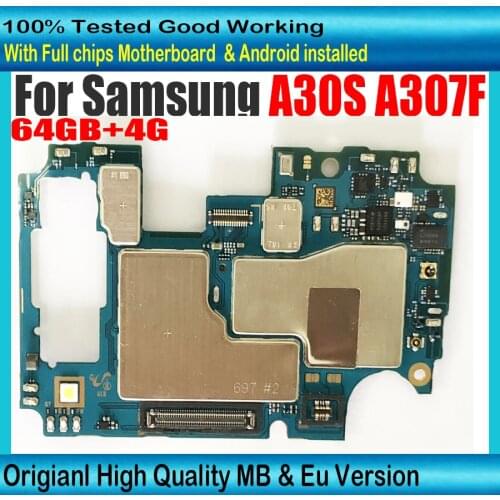EU Version For Samsung Galaxy A30S A307F Singel Dual SIM Motherboard 64B full chips SM-A307F Main logic board Android OS Plate