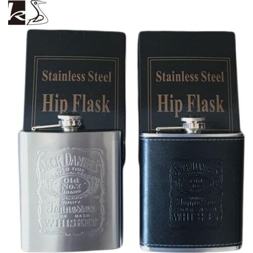 European style 7oz stainless steel bottle whiskey wine bottle outdoor storage bottles & jars travel wine bottle liquor bottle