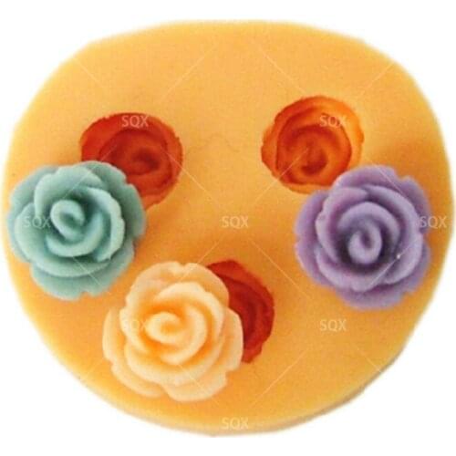 3 Mini Rose Fondant Cake Baking Molds,Moule Silicone,Cake Decorating Tools Pastry Tools Kitchen Accessories SQ1597