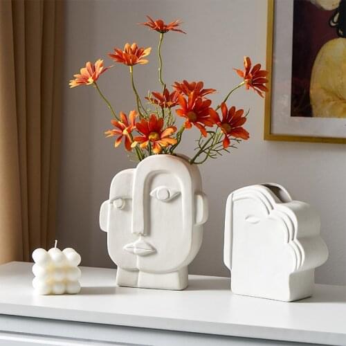 Ceramic Vase Abstract Human Face Shape Living Room Decor Pot Art Vases Creative Flower Vase For Home Decoration Accessories