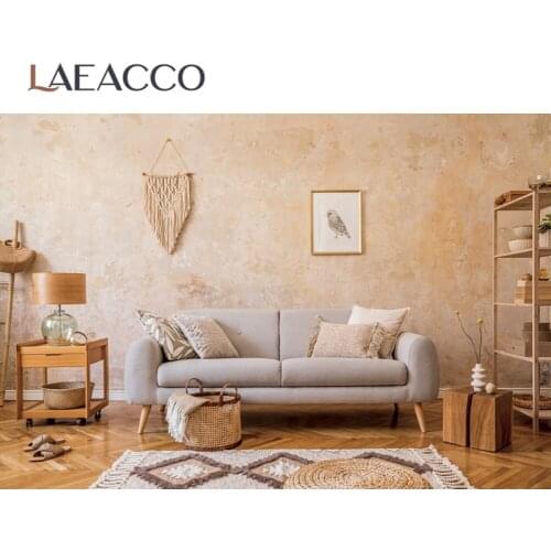 Laeacco Pink Wall Living Room Sofa Life Decor Carpet Interior Photographic Background Photo Backdrop Photocall Photo Studio