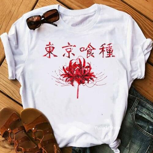 2021 Hot Sale Tokyo Ghoul Graphic Print Tshirt Women Japanese Anime Cool T Shirt Femme Summer Fashion Female T-Shirt Streetwear