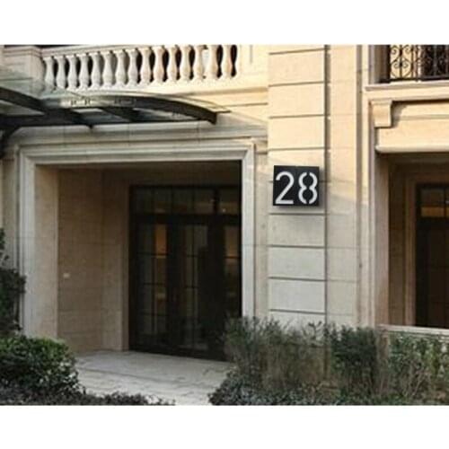 HOT!!! Solar Power LED Sign Light House Hotel Door Address Digits Plate Plaque