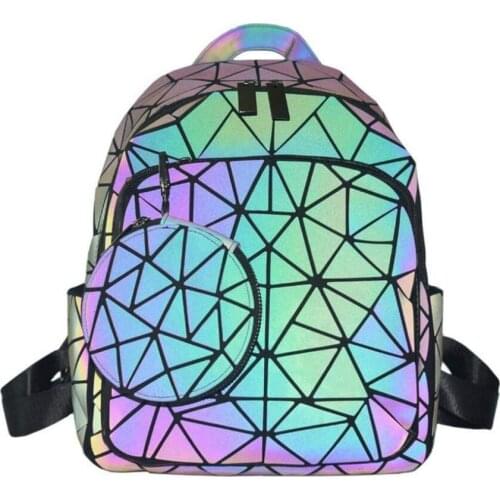 SCOFY FASHION Luminous Backpack for Women GeometricTravel Backpack Laser School Bags Reflective Purses and Handbags