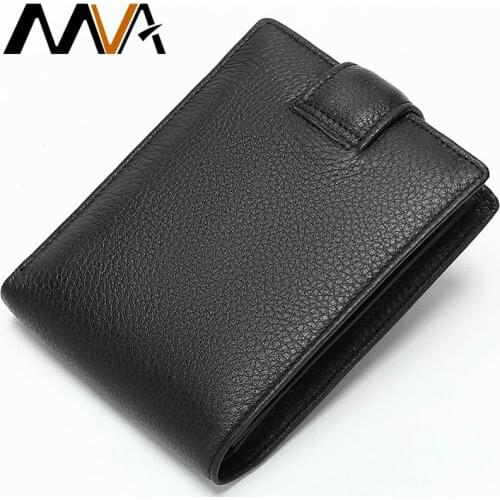 MVA Mens Wallet Genuine Leather Bifold Small Wallet Male ID Card Holder Thin Purse for Men Wallets Casual Coin Pocket Money Bag