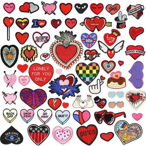 Iron On Love Heart Patches For Clothes Embroidery Sewing Badges Letter Patch DIY Sticker For Jeans Bags Accessories