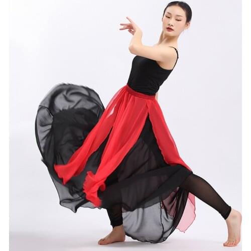 New Women Dancing Costume Flamenco Waltz Ballroom Dance Skirt Classical Competition Practice Layered Big Swing Spanish Skirts