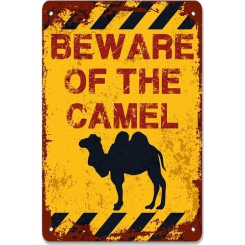 Beware of the Camel Metal Sign Vintage Retro Tin Sign Metal Sign Decor for Garage Home Bar Pub Store Shop Hotel Man Cave Club
