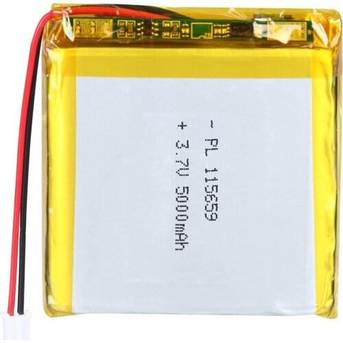 Mejuew 3.7V 5000mAh 115659 Rechargeable Lipo Battery with JST Connector