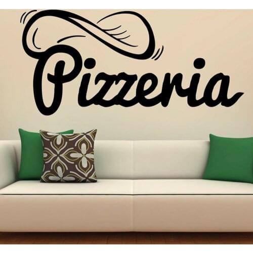 Pizzeria Chef Hat Wall Stickers for Pizza Shop Background Art Decor Vinyl Wall Decals Kitchen Room Waterproof Art Poster M172