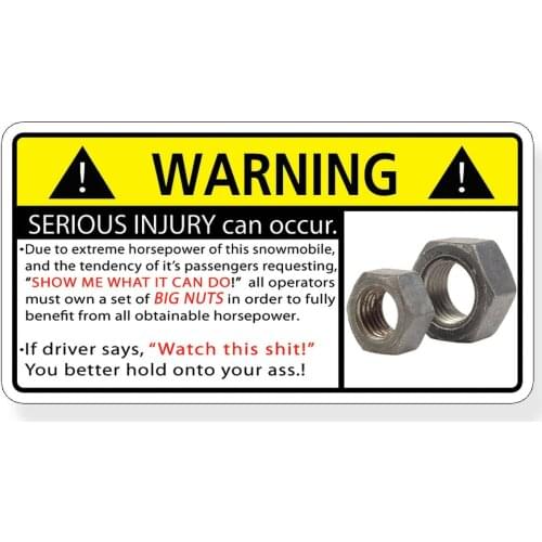 Warning Decals Snowmobile Nuts Sticker Funny Snow Ski Sled Window Bumper Graphic Warning Decal PVC Vinyl Reflective Stickers