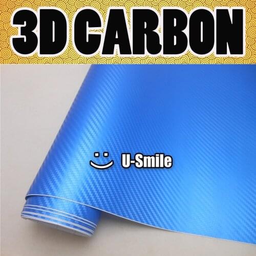 Premium 3D Pearl Blue Carbon Fiber Vinyl Wrap Pearl Blue 3D Carbon Fibre Film Air Release Car Wrapping Size:1.52X30M/Roll