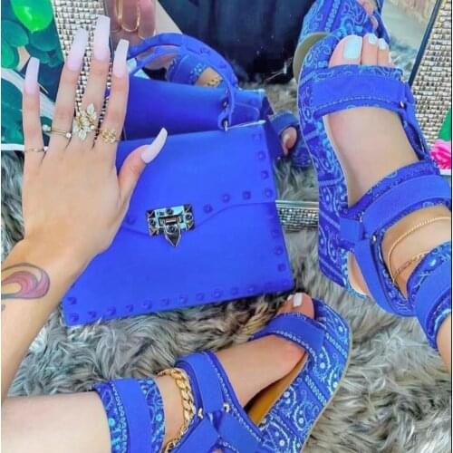 New Fashion Summer Sandals Thick Heel Sexy Platform Velcro Cashew Flower Female Sandals Womens Large Size Wedges Sandals