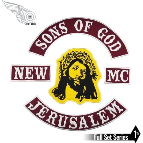 Sons of God Jerusalem New MC Motorcycle Biker Embroidered Iron On Back of Jacket Patch DIY Eco-Friendly Free Shipping