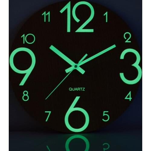 Luminous Wall Clock Silent Quartz Luminou Night Light Non Ticking Home Decor Dark Glowing Clocks Watch Modern Clock Wall Figures