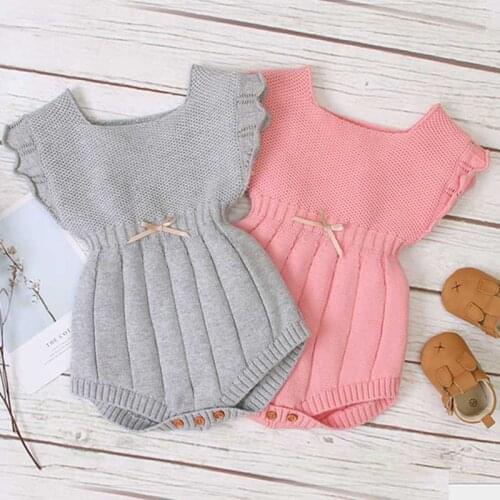Knitted Baby Clothes Winter Summer Baby Jumpsuit Ruffle Sleeve Cotton Newborn Baby Rompers Infant Baby Boy Girl Romper Jumpsuit