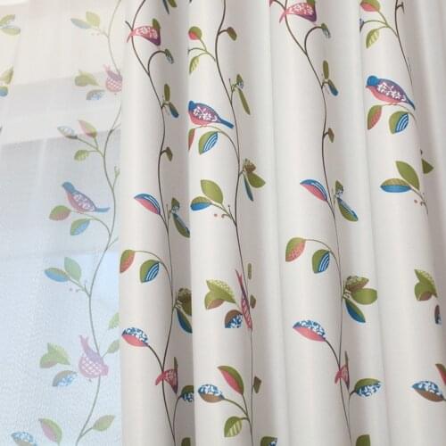 Curtain New Bird Language Floral Shading Printing Curtains Rural Style Used In The Living Room for Bedroom Study Curtains