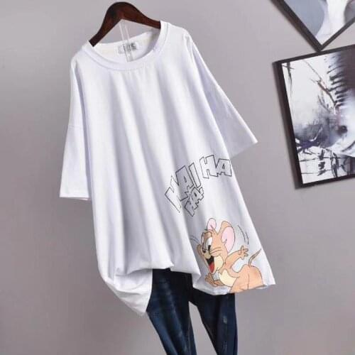 Plus Size Summer Short New Women Summer Mid-Length Long Loose Cotton Comfort T Shirt Lady Tops 2021 With Sleeve Female Clothes