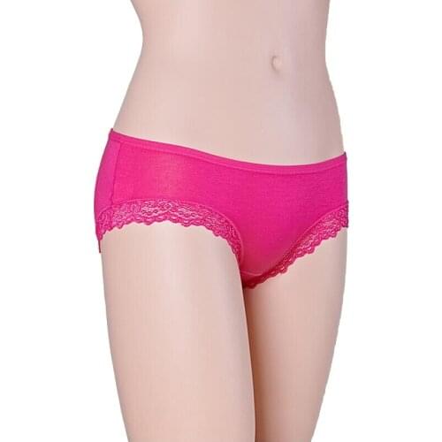 Women Lace Modal Briefs Low Rise Red Rose Ladies Panties Short Dentelle Rendas Petite Culotte Femme Braga Encaje Bri001
