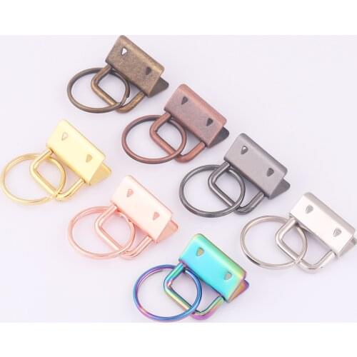 1inch(25mm)Rainbow Key Fob Hardware Wristlet With Key Ring Sets Metal Keychain Hardware For Webbing Leather Key Ring Ribbon