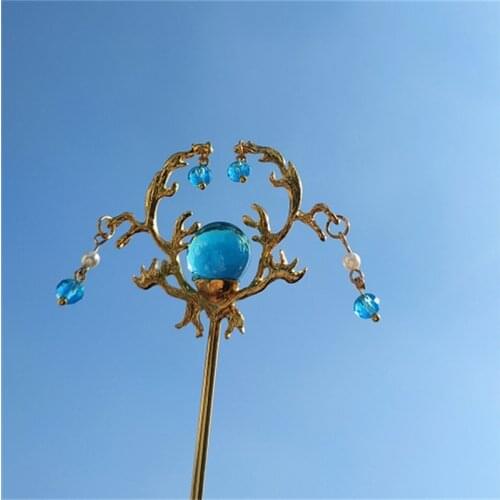 1Pcs Blue Hair Claw Direct Pearl Plate Hairpin Fringed Deer Head Bridal Headdress Hair Sticks Jewelry Chinese Ancient Style
