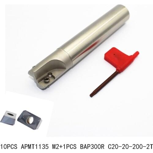 10PCS APMT1135 M2+1PCS BAP300R C20 20 200 2T surface CNC cutter milling cutter carbide insertof cnc lathe tools