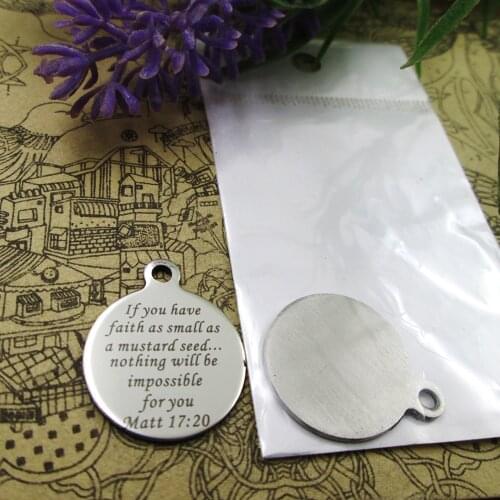 10pcs--"if you have faith as small as a mustard seed..."stainless steel charms more style for choosing DIY Charms from Bible