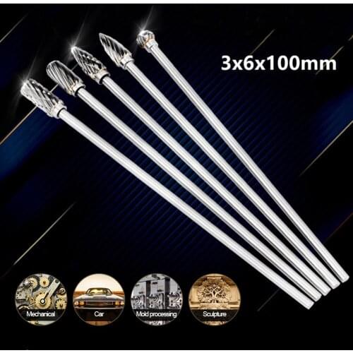 10cm Carbide Rotary File 10 Kinds of Tungsten Steel Carbide Drill Bit Electric Milling Cutter Grinding Head Single/Double Slot