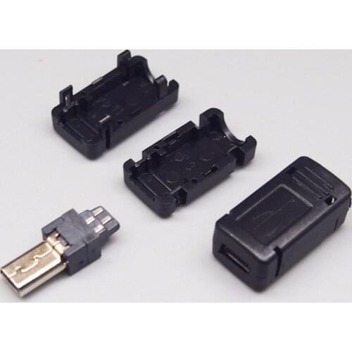 100set DIY 3 IN 1 MINI USB 8P male plug with plastic shell Solder wire type