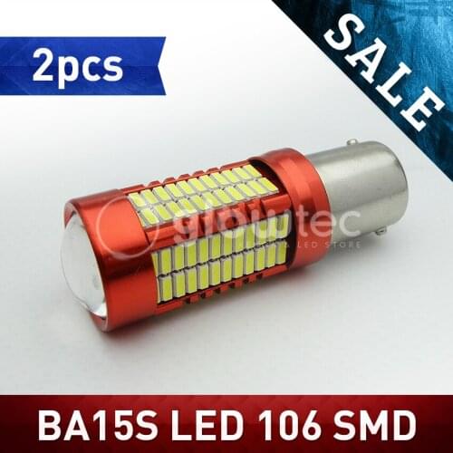 2pcs BA15S 106 SMD LED 1156 1157 LED Bulbs - 106SMD headlight fog light bulb Super Bright White 4014 Chips GLOWTEC