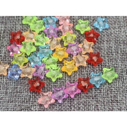 200 Mixed Color Transparent Acrylic Faceted Star Charm Beads 12mm Jewelry Making